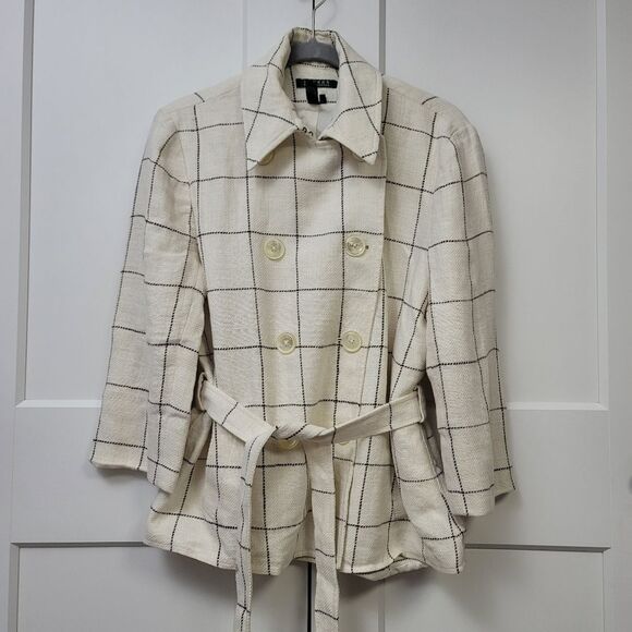 Lauren Ralph Lauren Double Breasted Linen Checked Jacket, XL - Picture 2 of 9